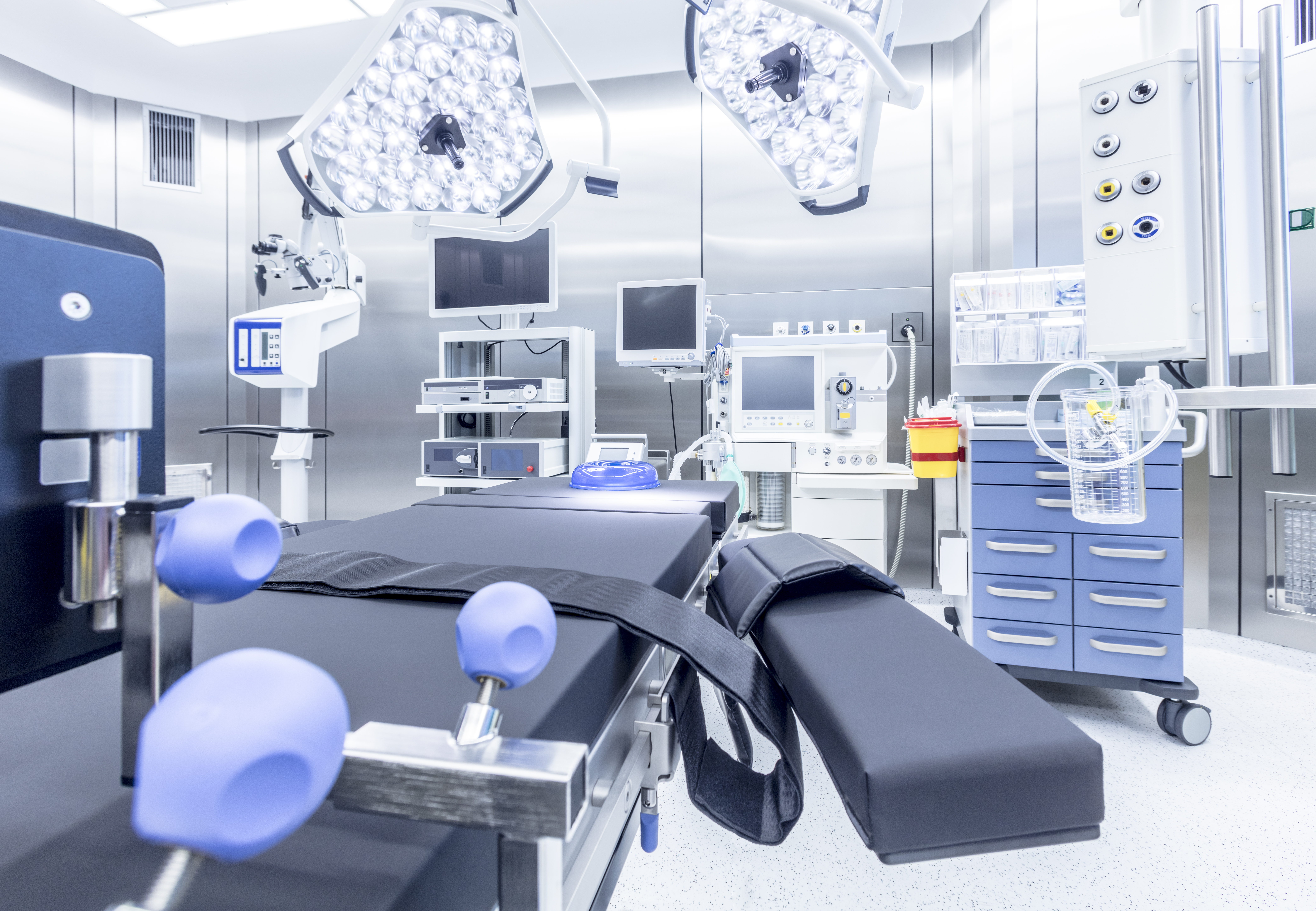 stainless steel operating room full of medical products