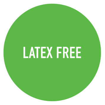Green circle with words LATEX FREE inside